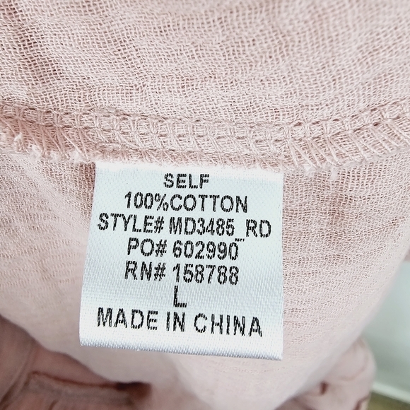 MABLE Pink Cotton Gauzy Flutter Sleeve Midi Dress, size Large - Picture 6 of 7